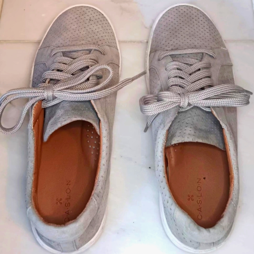 Caslon Perforated Suede Lace-Up Sneakers - Picture 2 of 7